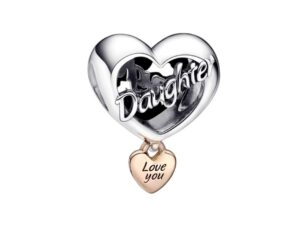 AUTHENTIC PANDORA CHARMS LOVE YOU DAUGHTER HEART Silver 925Â° Premium Jewelry