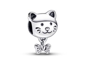 AUTHENTIC PANDORA CHARMS PET CAT & BOW 34 mm Exclusive Jewelry