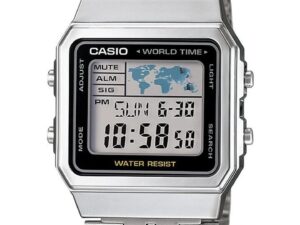 AUTHENTIC CASIO COLLECTION & VINTAGE World Time Silver & Black Quartz Digit Exclusive Watch