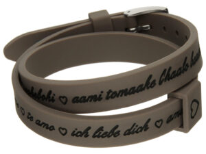 AUTHENTIC IL MEZZOMETRO Il I LOVE YOU SILVER BUCKLE EDITION – GREY Bracciale in silicone/silicone bracelet Elegant Bijoux