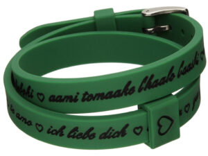 AUTHENTIC IL MEZZOMETRO Il I LOVE YOU SILVER BUCKLE EDITION – GREEN Bracciale in silicone/silicone bracelet Top Quality Bijoux