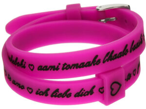 AUTHENTIC IL MEZZOMETRO Il I LOVE YOU SILVER BUCKLE EDITION – FUCHSIA Bracciale in silicone/silicone bracelet High-End Bijoux