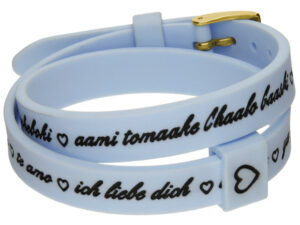 AUTHENTIC IL MEZZOMETRO Il I LOVE YOU GOLD BUCKLE EDITION – LIGHT BLUE Bracciale in silicone/silicone bracelet Premium Bijoux