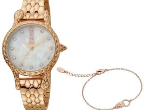 AUTHENTIC JUST CAVALLI TIME ANIMALIER Special Pack + Bracelet Mother of Pearl Elegant Watch