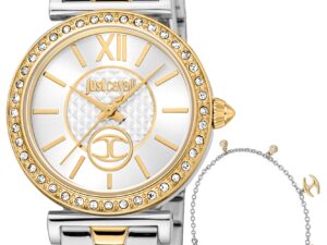 AUTHENTIC JUST CAVALLI TIME GLAM CHIC Special Pack + Bracelet SS IP Gold High-End Watch