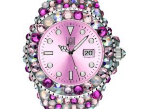 AUTHENTIC LIGHT TIME MEDITERRANEO – Full Strass / Pink Polycarbonate Designer Watch