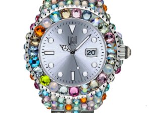 AUTHENTIC LIGHT TIME MEDITERRANEO – Full Strass / Silver Data Top Quality Watch