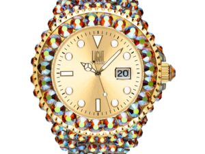 AUTHENTIC LIGHT TIME MEDITERRANEO – Full Strass / Gold Polycarbonate Elegant Watch