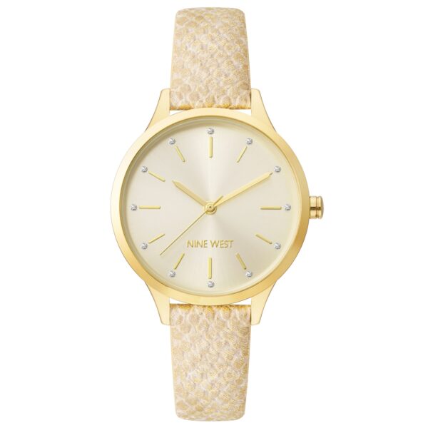 Authentic NINE WEST Women SS IP Gold Quartz Designer Watch  - NINE WEST