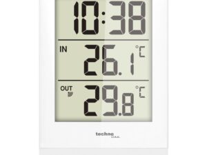 AUTHENTIC TECHNO LINE – Termometro da parete-tavolo. tem interna-esterna con sensore wireless e orologio Wall-table thermometer. indoor-outdoor temp with sensor Official Box Top Quality Clocks