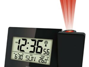 AUTHENTIC TECHNO LINE – Sveglia radiocontrollata con proiezione a soffitto dell orario Radio controlled alarm clock with time projection + alim volts-220 volts power supply Germany Top Quality Clocks