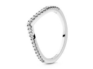 AUTHENTIC PANDORA JEWELS WISHBONE SILVER RING WITH CLEAR CUBIC ZIRCONIA Size Women Exclusive Jewelry