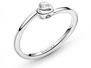 AUTHENTIC PANDORA JEWELS CLEAR TILTED HEART SOLITAIRE RING Size ***SPECIAL PRICE*** Official Box High-End Jewelry