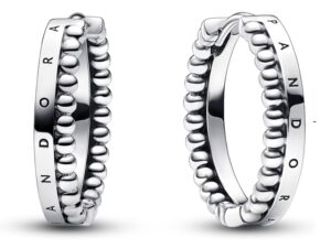 AUTHENTIC PANDORA JEWELS SIGNATURE LOGO & BEADS HOOP ***SPECIAL PRICE*** Women Exclusive Jewelry