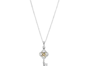 AUTHENTIC PANDORA JEWELS TWO-TONE KEY & FLOWER NECKLACE ***SPECIAL PRICE*** Official Box Exclusive Jewelry