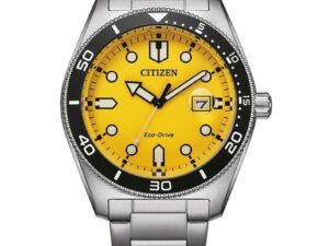 AUTHENTIC CITIZEN OF COLLECTION MARINE Eco Drive Yellow Mineral Elegant Watch