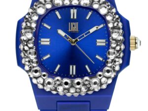 AUTHENTIC LIGHT TIME VELVET NAUTILUS Blue Clear Strass Mineral Sophisticated Watch