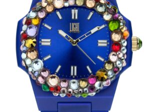 AUTHENTIC LIGHT TIME VELVET NAUTILUS Blue Rainbow Strass Mineral Designer Watch