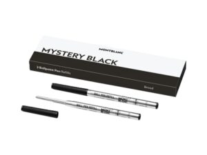 AUTHENTIC MONTBLANC MISTERY BLACK – BALLPOINT PEN REFILLS BROAD -2 PCS Official Box Exclusive Pens