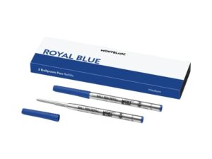 AUTHENTIC MONTBLANC ROYAL BLUE – BALLPOINT PEN REFILLS MEDIUM 2PCS Official Box Top Quality Pens