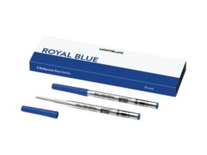 AUTHENTIC MONTBLANC ROYAL BLUE – REFILLS BALL PEN BROAD PCS Official Box Elegant Pens