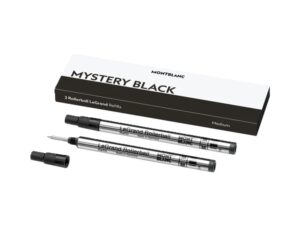 AUTHENTIC MONTBLANC MISTERY BLACK – REFILLS ROLLER BALL PEN MEDIUM 2PCS Official Box Top Quality Pens