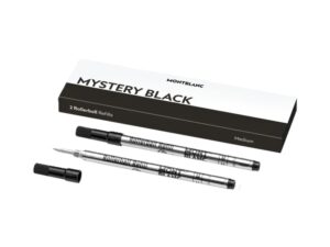 AUTHENTIC MONTBLANC MISTERY BLACK – REFILLS ROLLER BALL PEN MEDIUM -2 PCS Official Box Premium Pens