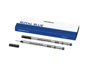 AUTHENTIC MONTBLANC ROYAL BLUE – REFILLS ROLLER BALL PEN MEDIUM PCS Official Box Exclusive Pens