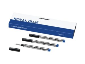 AUTHENTIC MONTBLANC ROYAL BLUE – REFILLS ROLLER BALL PEN SMALL PCS Official Box Exclusive Pens