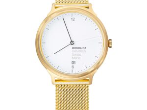 Authentic MONDAINE Women 38 mm SS IP Gold Quartz Exclusive Wristwatch  – Sapphire Glass – MONDAINE