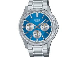 AUTHENTIC CASIO COLLECTION & VINTAGE DAY DATE MULTIFUNCTION LIGHT BLUE Stainless Steel Elegant Watch