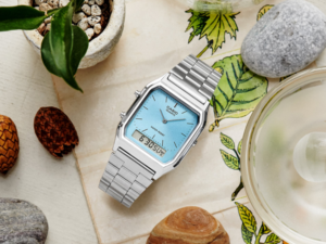 AUTHENTIC CASIO COLLECTION & VINTAGE EDGY Light Blue Quartz Ana-Digit Exclusive Watch