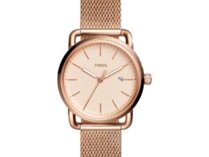 Authentic FOSSIL Women 34 mm SS IP Rose Gold Quartz Designer Wristwatch  – FOSSIL