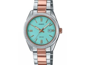 AUTHENTIC CASIO COLLECTION & VINTAGE DATE LADY- TWO TONES AQUA GREEN Quartz Sophisticated Watch