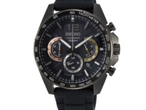 Authentic SEIKO Men 44 mm SS IP Black Quartz Top-Quality Wristwatch  – SEIKO