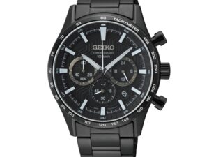 Authentic SEIKO Men 41 mm SS IP Black Quartz Premium Wristwatch  – Sapphire Glass – SEIKO