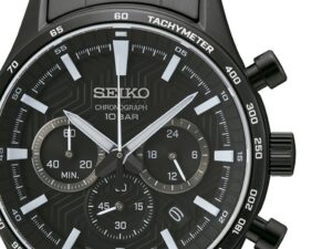 Authentic SEIKO Men 41 mm SS IP Black Quartz Premium Wristwatch  – Sapphire Glass – SEIKO