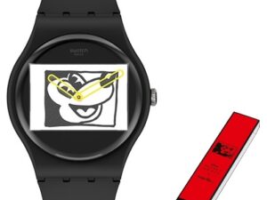 AUTHENTIC SWATCH MICKEY BLANC SUR NOIR – KEITH HARING SERIE Plastic High-End