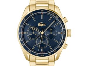 Authentic LACOSTE Men 42 mm SS IP Gold Quartz Elegant Wristwatch  – LACOSTE