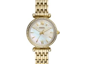 Authentic FOSSIL Women 28 mm SS IP Gold Quartz Elegant Wristwatch  – Mother of Pearl Dial – FOSSIL