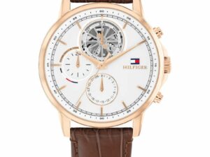 Authentic TOMMY HILFIGER Men 44 mm SS IP Gold Quartz Elegant Wristwatch  – TOMMY HILFIGER