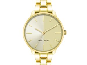 Authentic NINE WEST Women SS IP Gold Quartz Designer Watch  – NINE WEST