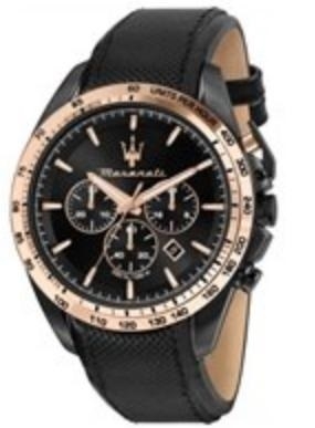 Authentic MASERATI Men 45 mm SS IP Black Quartz Top-Quality Wristwatch  – MASERATI