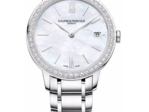 Authentic BAUME&MERCIER Women 31 mm Stainless Steel Quartz Luxurious Wristwatch  – Sapphire Glass – BAUME & MERCIER