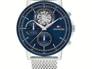 Authentic TOMMY HILFIGER Men 44 mm Stainless Steel Quartz Elegant Wristwatch  – TOMMY HILFIGER