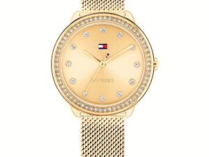 Authentic TOMMY HILFIGER Women 33 mm SS IP Gold Quartz Designer Wristwatch  – TOMMY HILFIGER