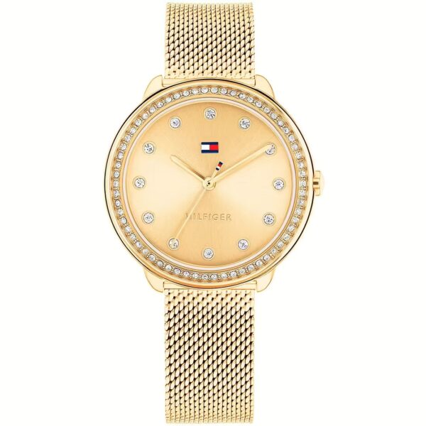 Authentic TOMMY HILFIGER Women 33 mm SS IP Gold Quartz Designer Wristwatch  - TOMMY HILFIGER