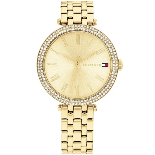 Authentic TOMMY HILFIGER Women 34 mm SS IP Gold Quartz Elegant Wristwatch  - TOMMY HILFIGER