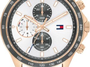 Authentic TOMMY HILFIGER Men 44 mm SS IP Rose Gold Quartz Analog Elegant Wristwatch  – TOMMY HILFIGER