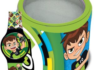 Authentic CARTOON Kid 33 mm Resin Quartz Analog Designer Wristwatch  – BEN 10 – Tin Box ***SPECIAL PRICE***